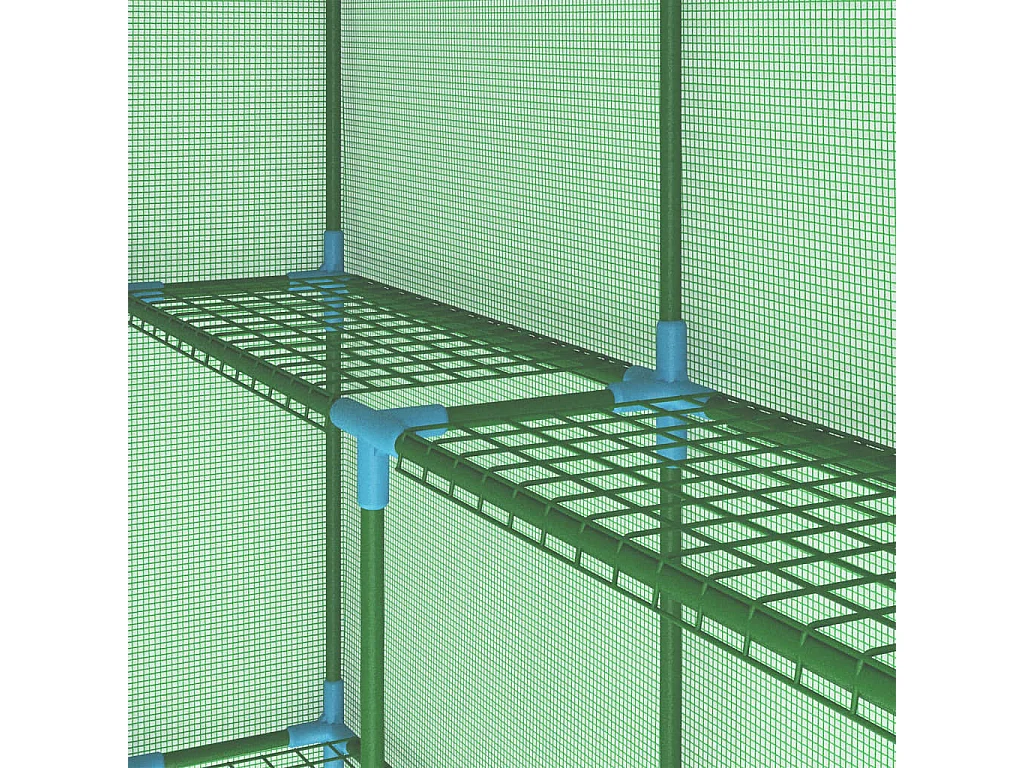 Tenda de estufa abrigo para plantas flores vegetais com prateleiras de aço 143 x 143 x 195 cm verde 02_0044648