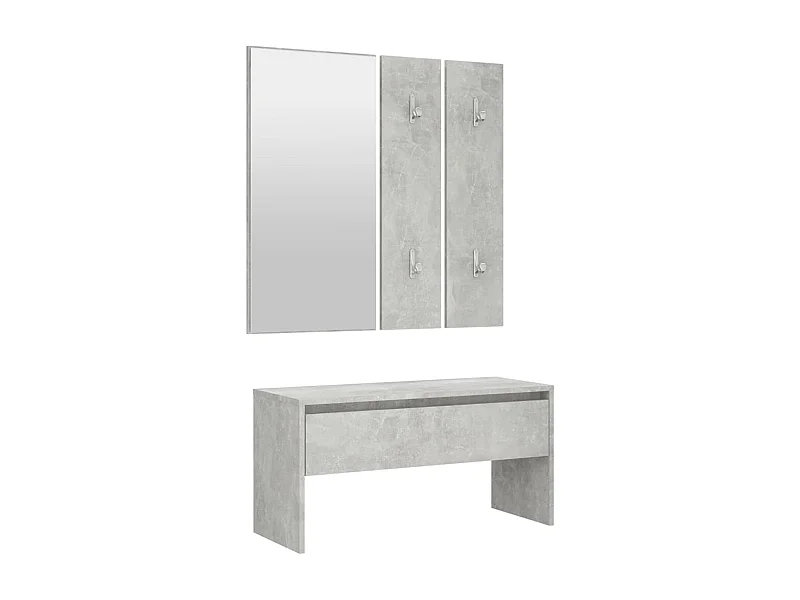 Juego de muebles de pasillo de madera de ingeniería de hormigón gris 02_0010925