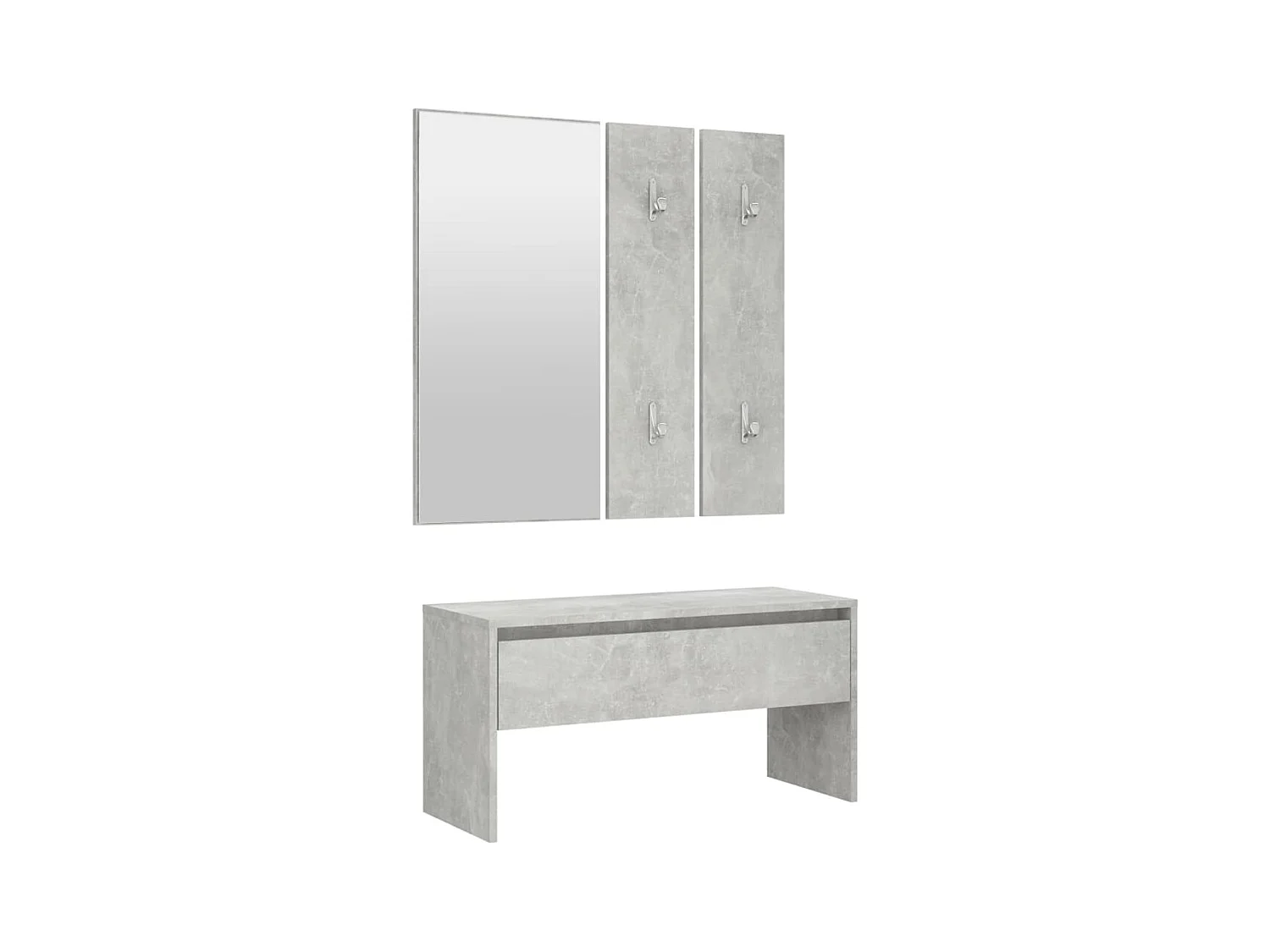 Juego de muebles de pasillo de madera de ingeniería de hormigón gris 02_0010925