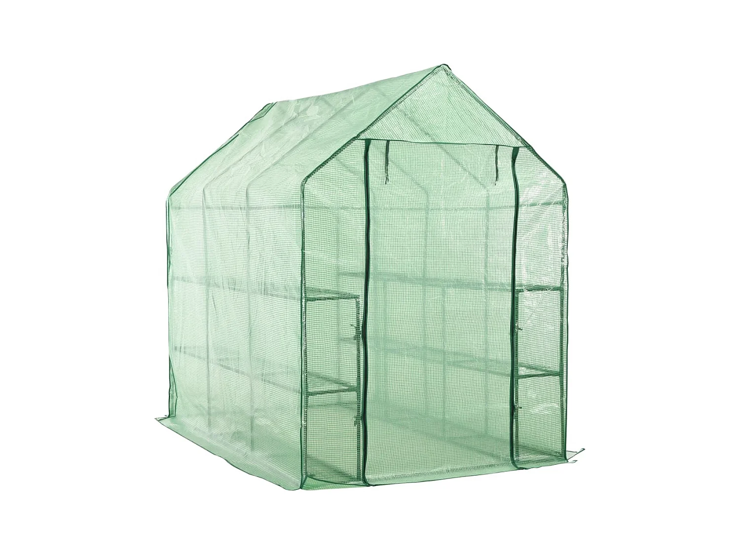 Serra tenda riparo piante fiori ortaggi su un livello con 12 ripiani in acciaio 143 x 214 x 196 cm verde 02_0044655