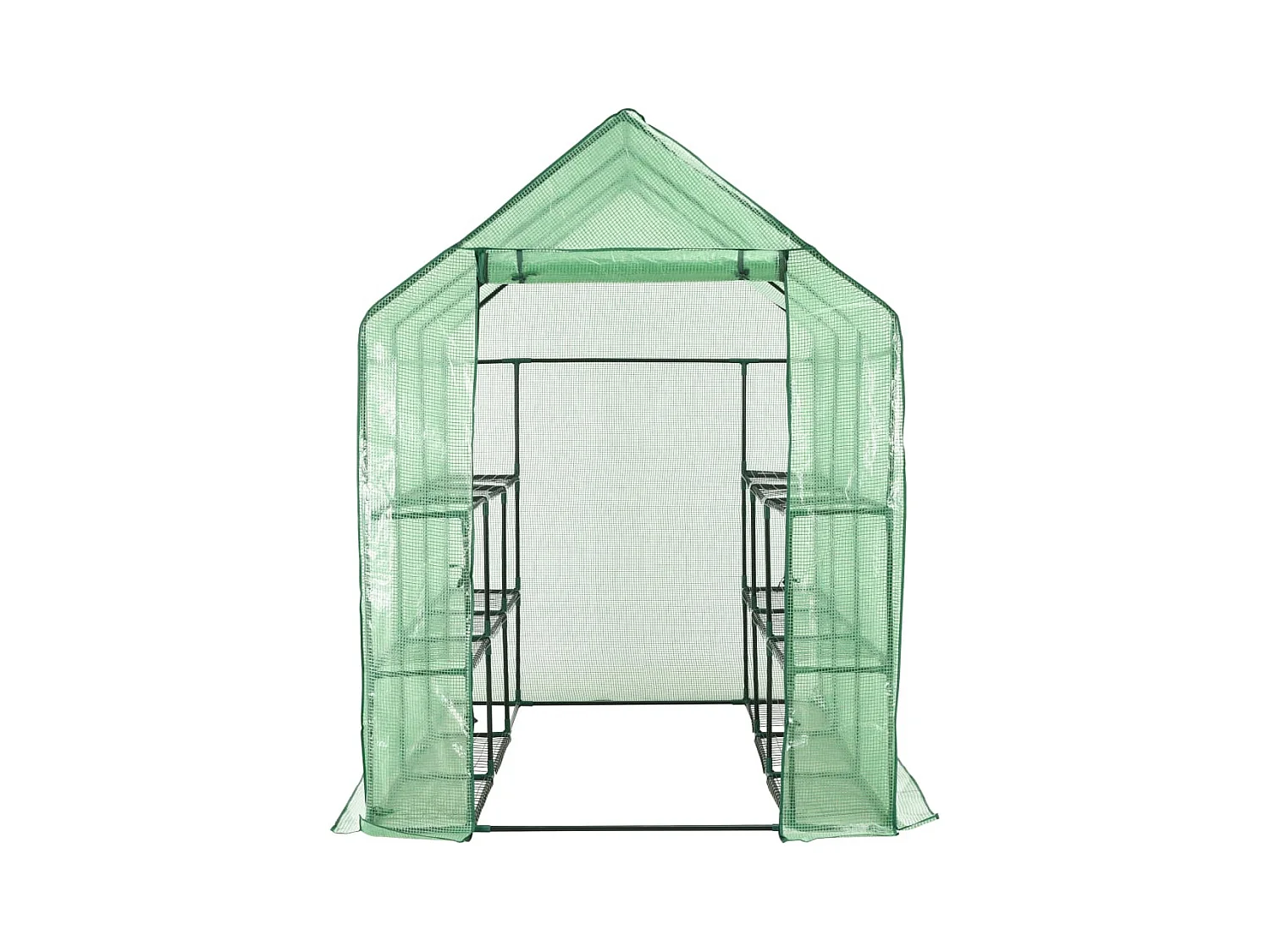 Tenda de estufa para plantas flores e vegetais em um nível com 12 prateleiras de aço 143 x 214 x 196 cm verde 02_0044655