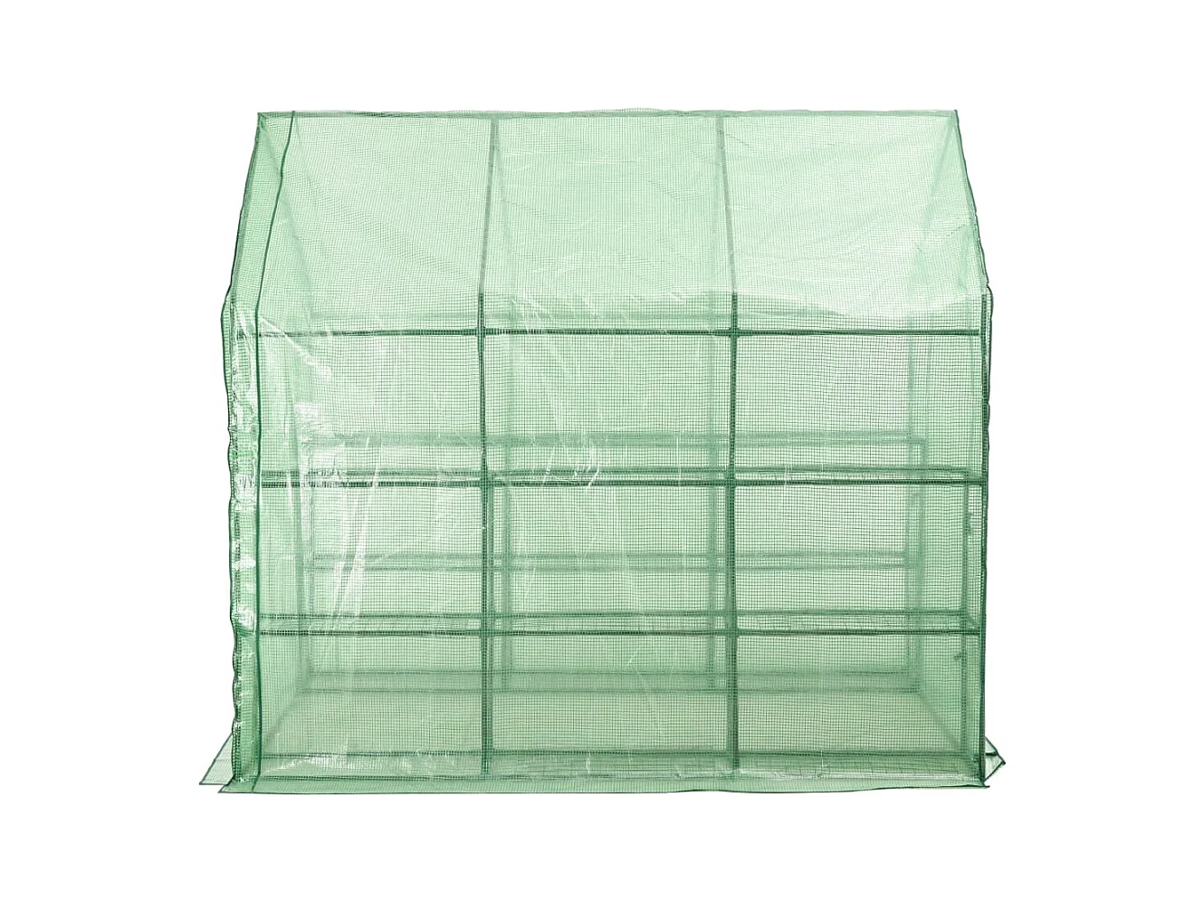 Tenda de estufa para plantas flores e vegetais em um nível com 12 prateleiras de aço 143 x 214 x 196 cm verde 02_0044655