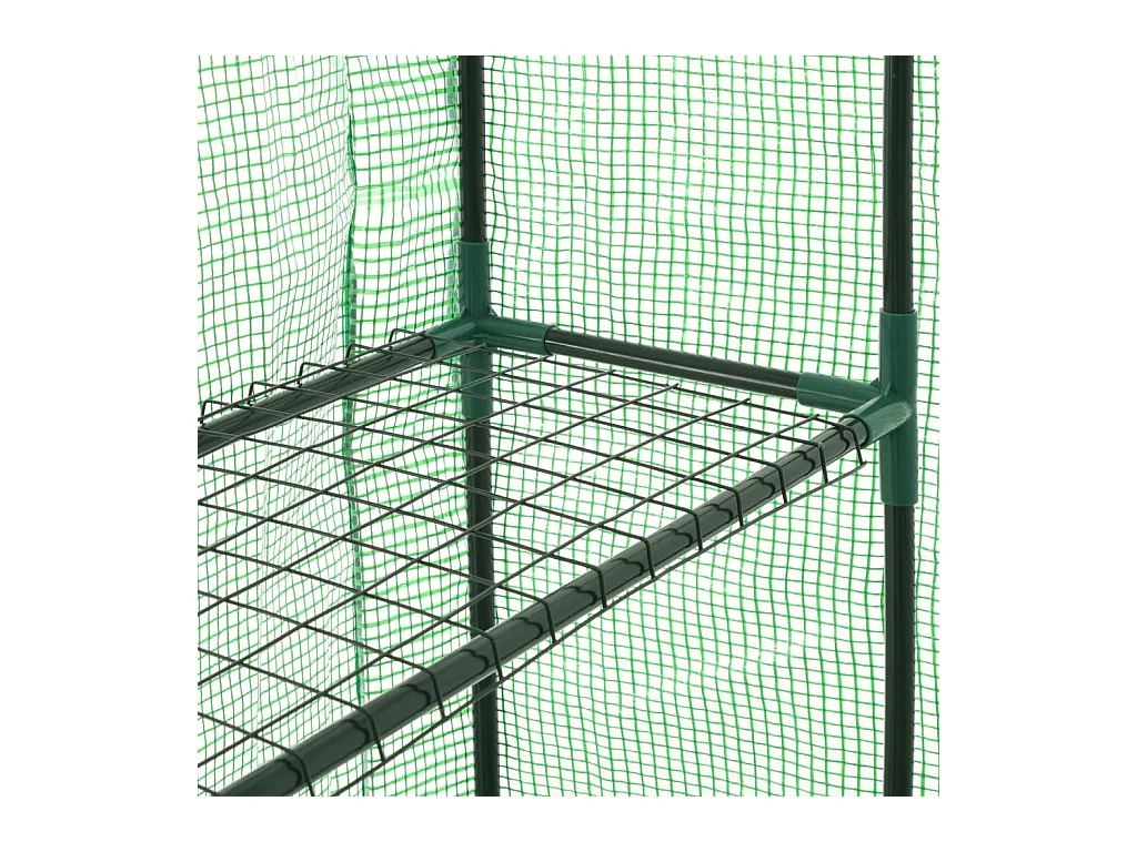 Tenda de estufa para plantas flores e vegetais em um nível com 12 prateleiras de aço 143 x 214 x 196 cm verde 02_0044655