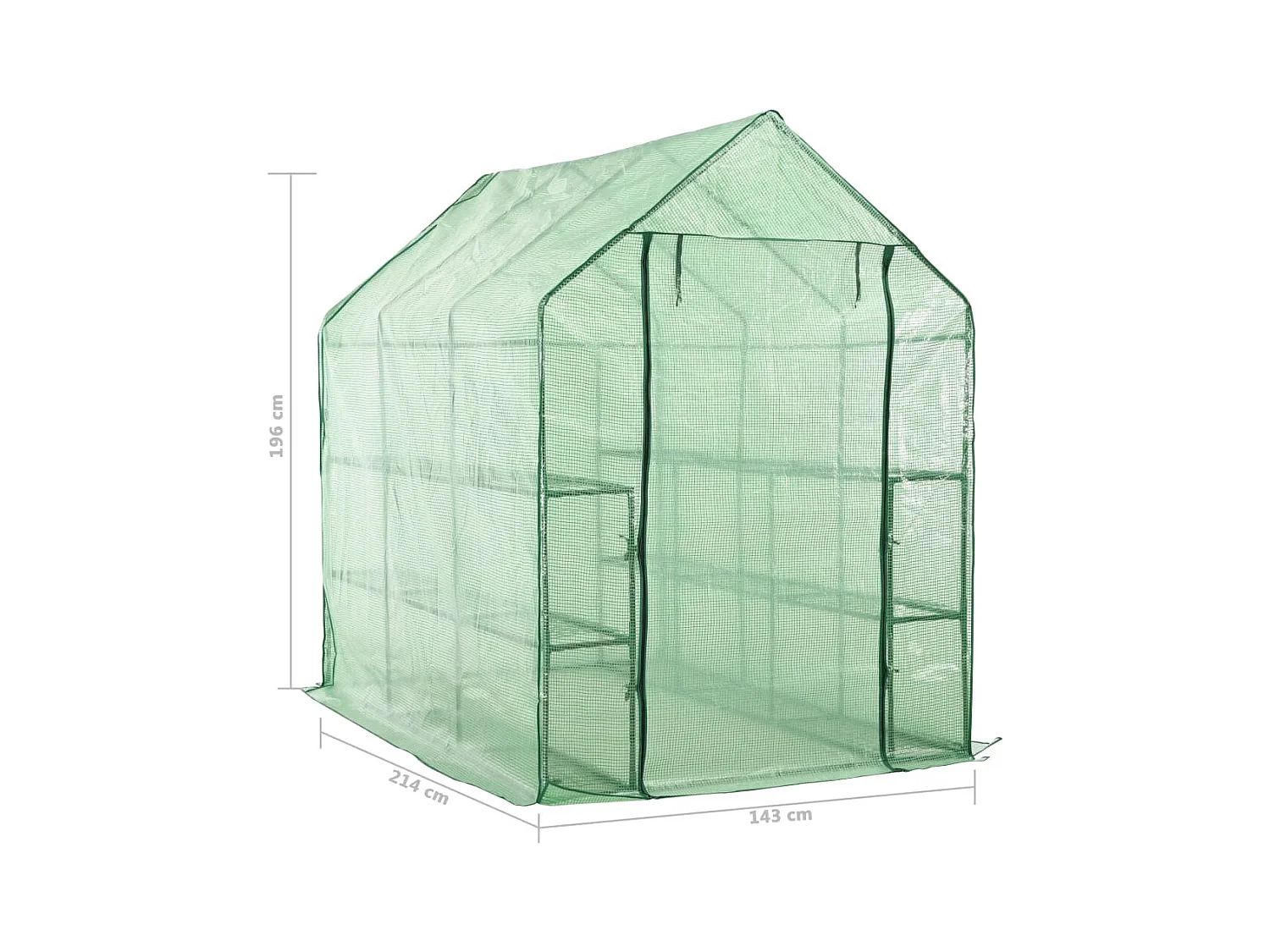 Tenda de estufa para plantas flores e vegetais em um nível com 12 prateleiras de aço 143 x 214 x 196 cm verde 02_0044655