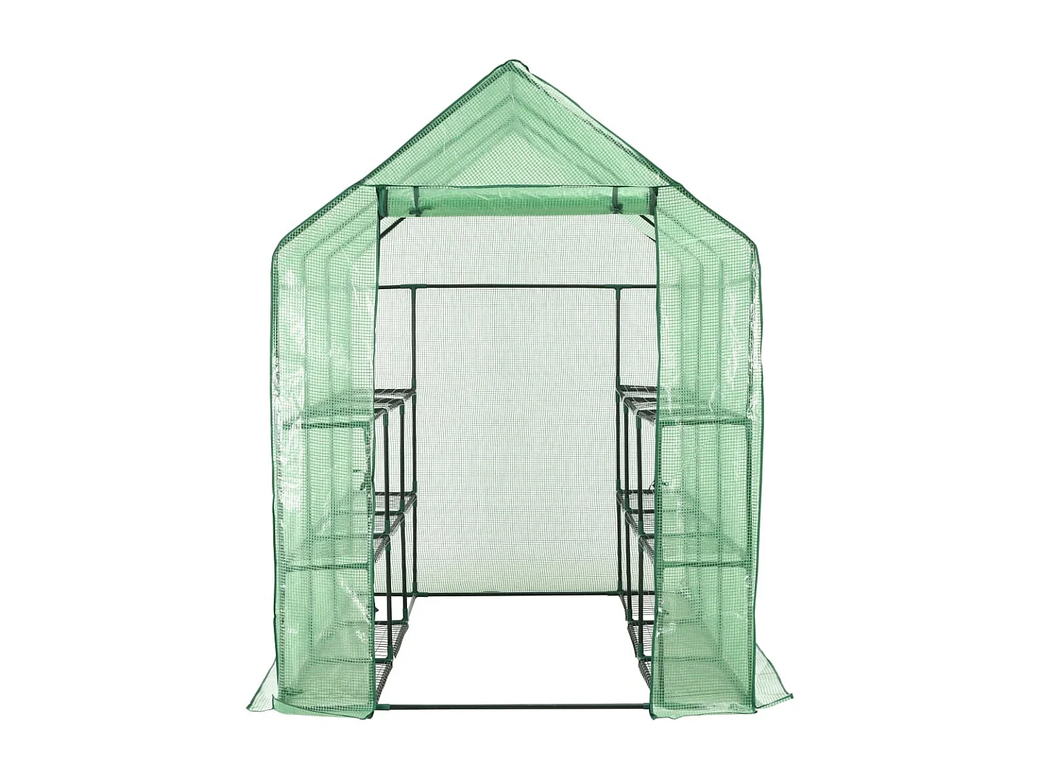 Tenda de estufa para plantas flores e vegetais em um nível com 12 prateleiras de aço 143 x 214 x 196 cm verde 02_0044655