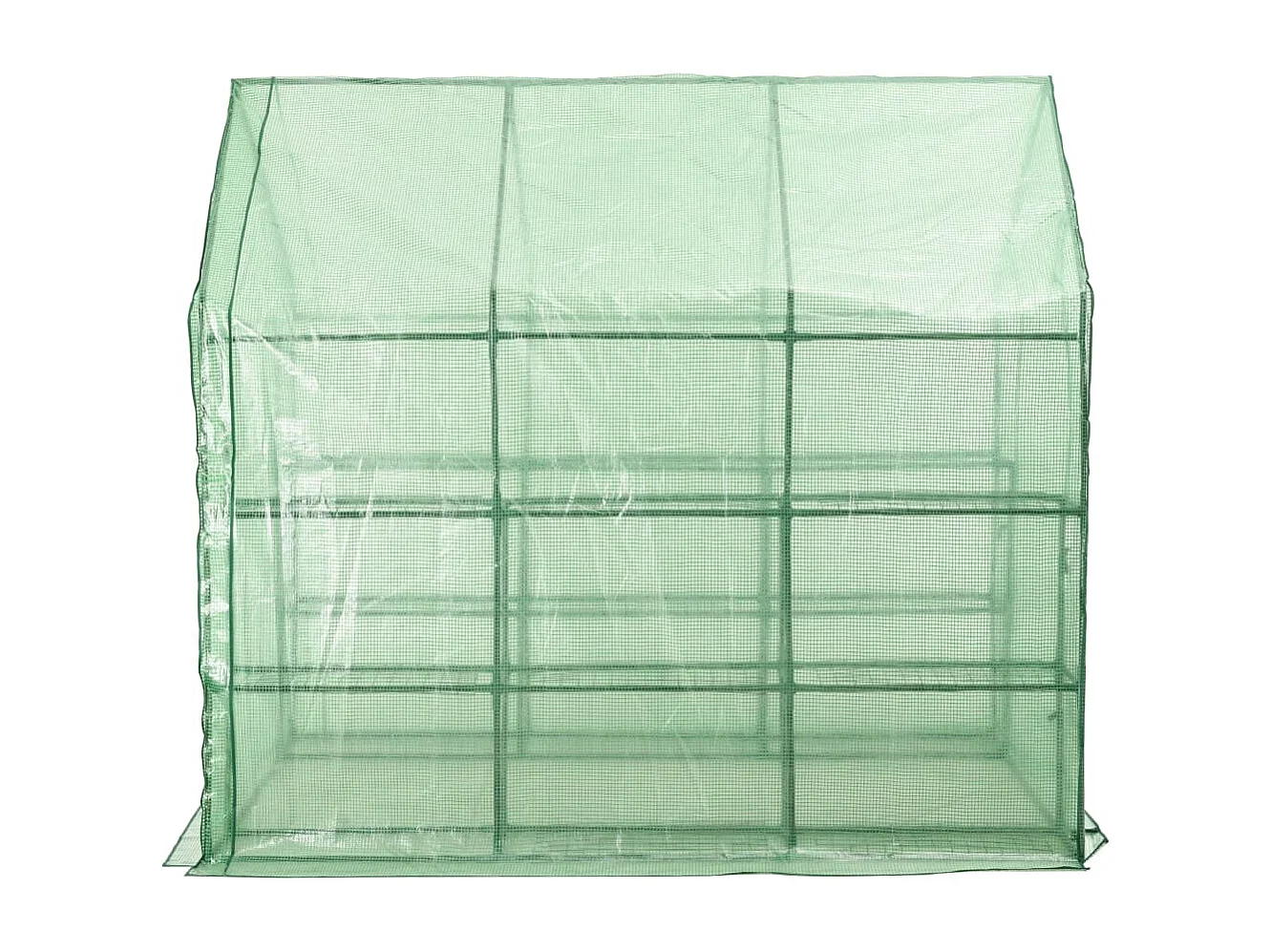 Tenda de estufa para plantas flores e vegetais em um nível com 12 prateleiras de aço 143 x 214 x 196 cm verde 02_0044655