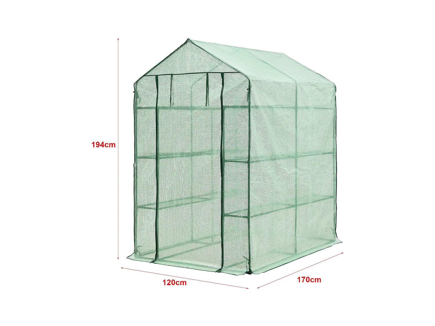 Estufa de jardim Vale em aço e polietileno com prateleiras integradas 120 x 170 x 194 cm verde 03_0008258