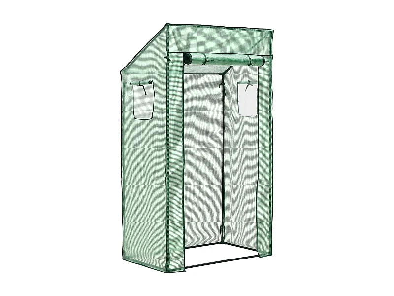 Serra per pomodori Marzano in acciaio e polietilene con porta e 2 finestre con cerniera 100 x 60 x 143 - 174 cm verde 03_0008259