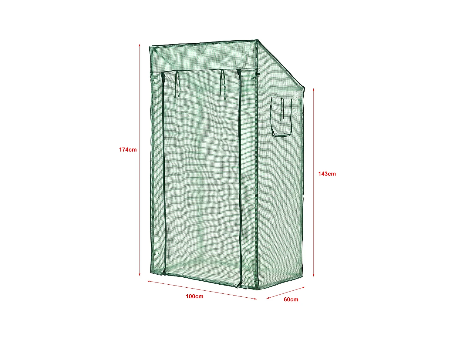 Estufa de tomate Marzano em aço e polietileno com porta e 2 janelas com zíper 100 x 60 x 143 - 174 cm verde 03_0008259