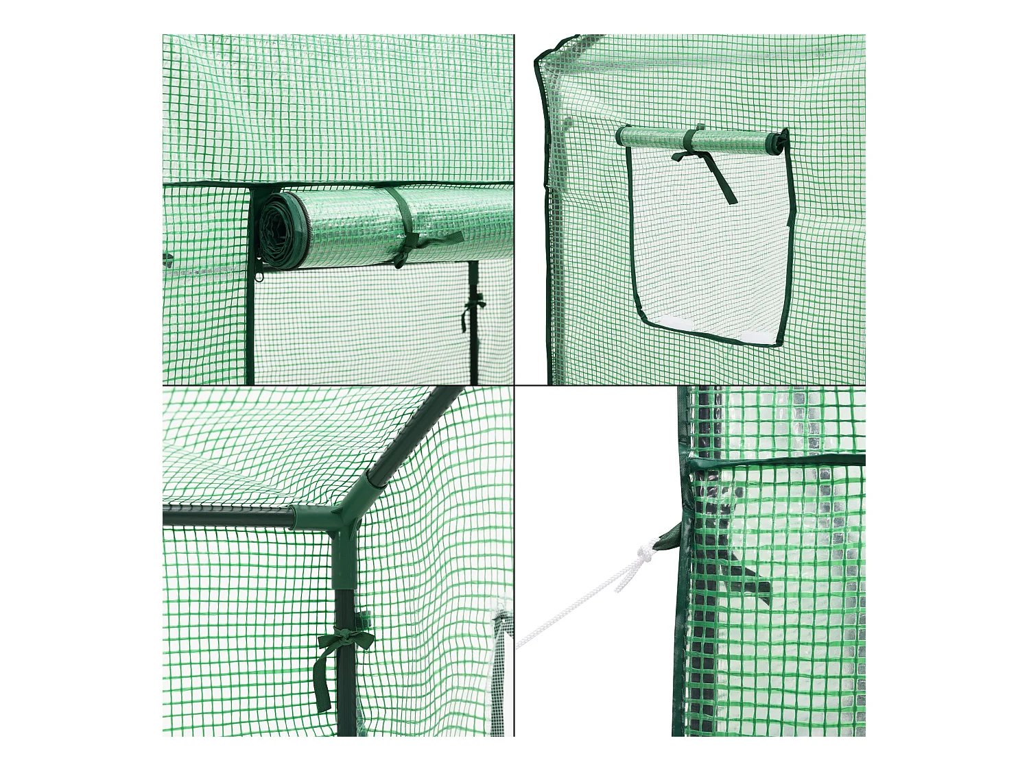 Estufa de tomate Marzano em aço e polietileno com porta e 2 janelas com zíper 100 x 60 x 143 - 174 cm verde 03_0008259