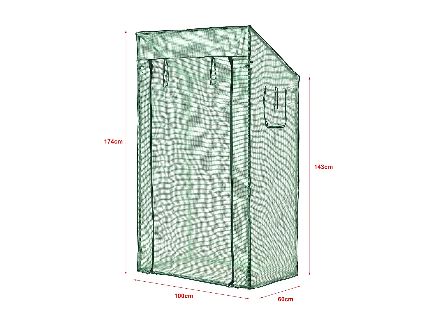 Estufa de tomate Marzano em aço e polietileno com porta e 2 janelas com zíper 100 x 60 x 143 - 174 cm verde 03_0008259