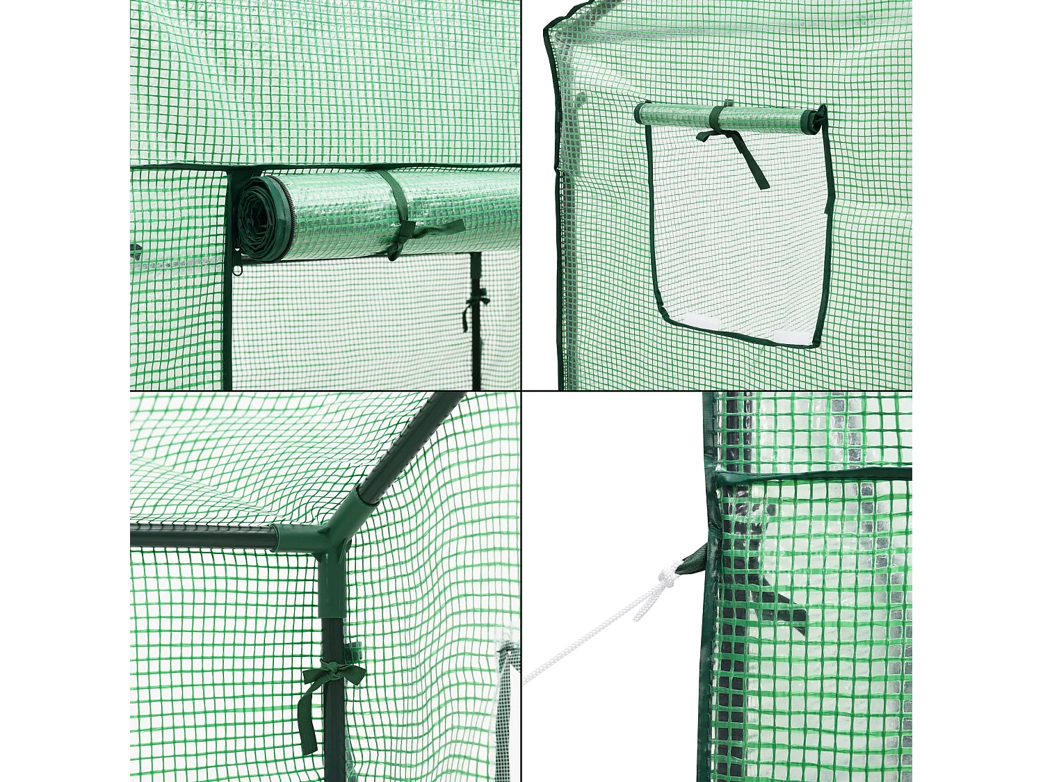 Estufa de tomate Marzano em aço e polietileno com porta e 2 janelas com zíper 100 x 60 x 143 - 174 cm verde 03_0008259