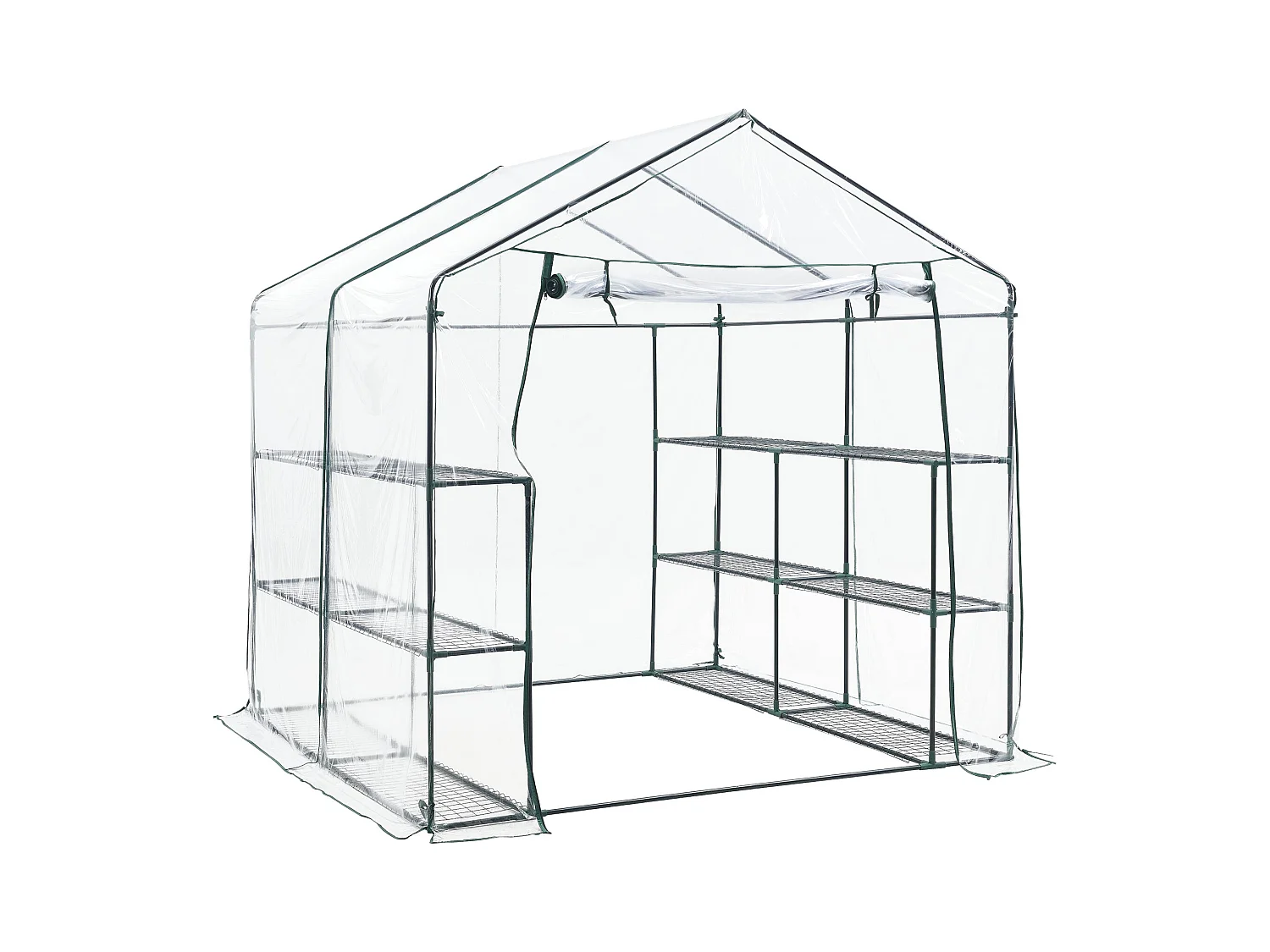 Serra da giardino in acciaio e PVC con ripiani integrati 200 x 200 x 220 cm 03_0008249