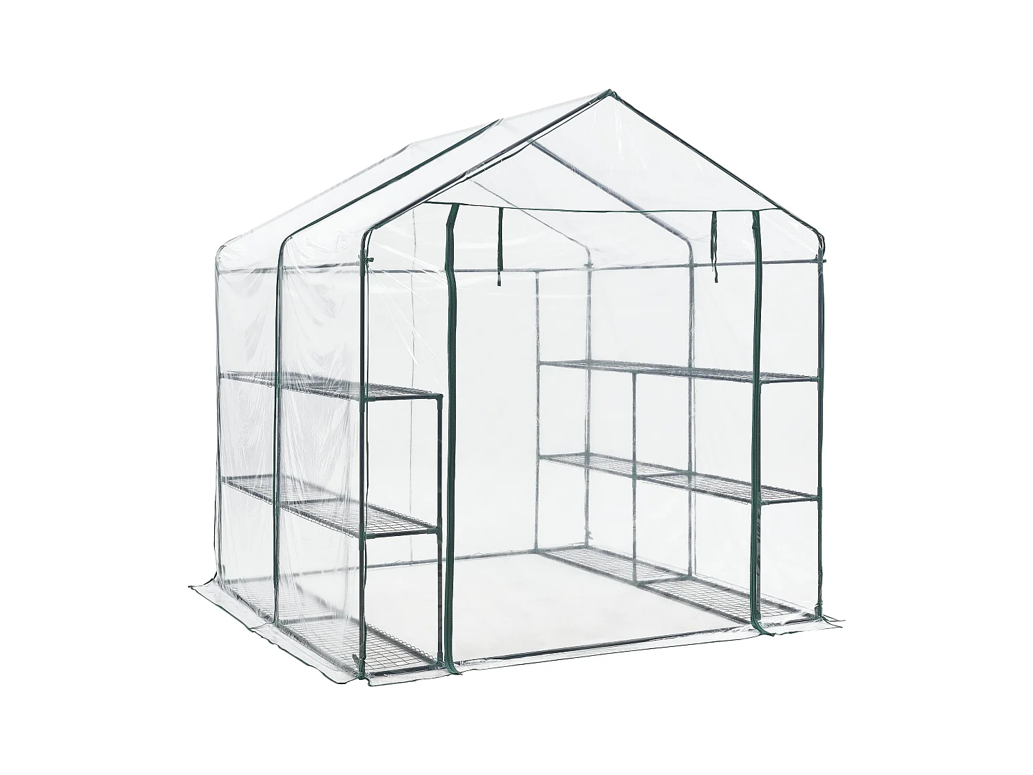 Estufa de jardim em aço e PVC com prateleiras integradas 200 x 200 x 220 cm 03_0008249