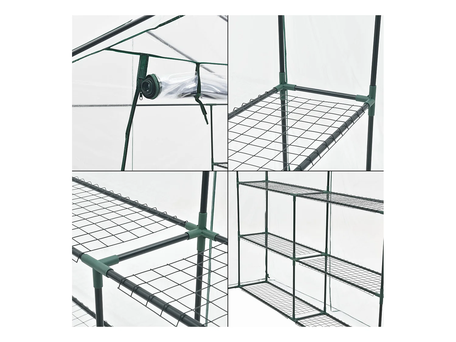 Estufa de jardim em aço e PVC com prateleiras integradas 200 x 200 x 220 cm 03_0008249