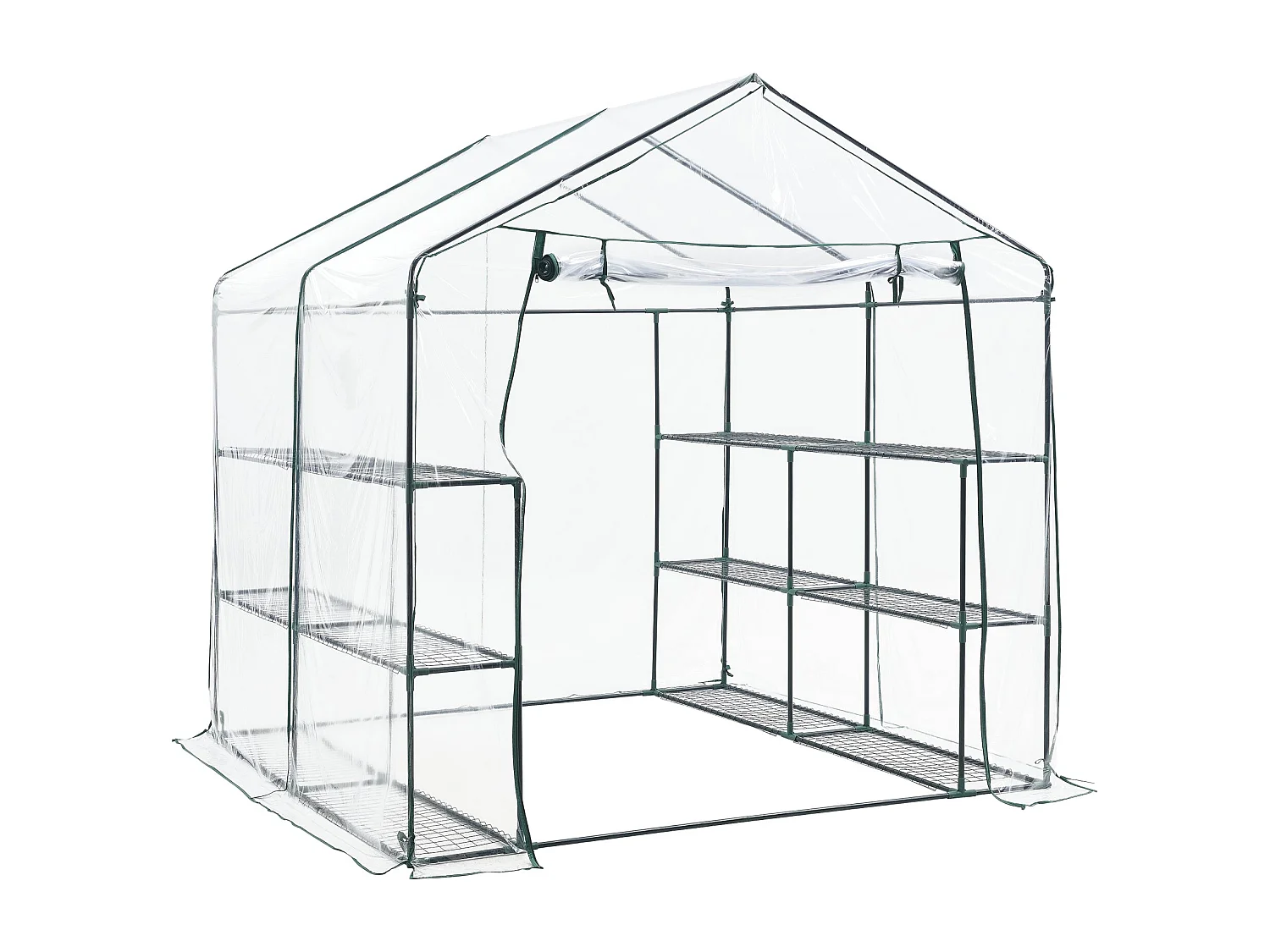 Estufa de jardim em aço e PVC com prateleiras integradas 200 x 200 x 220 cm 03_0008249