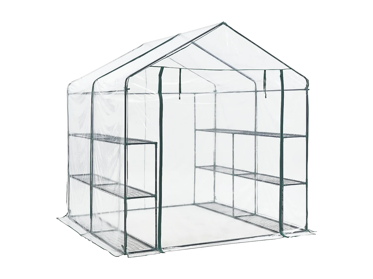 Estufa de jardim em aço e PVC com prateleiras integradas 200 x 200 x 220 cm 03_0008249