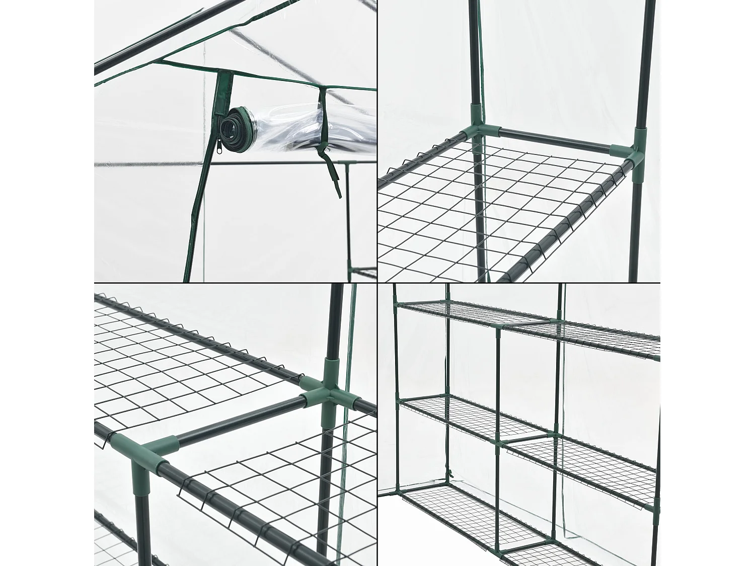 Estufa de jardim em aço e PVC com prateleiras integradas 200 x 200 x 220 cm 03_0008249