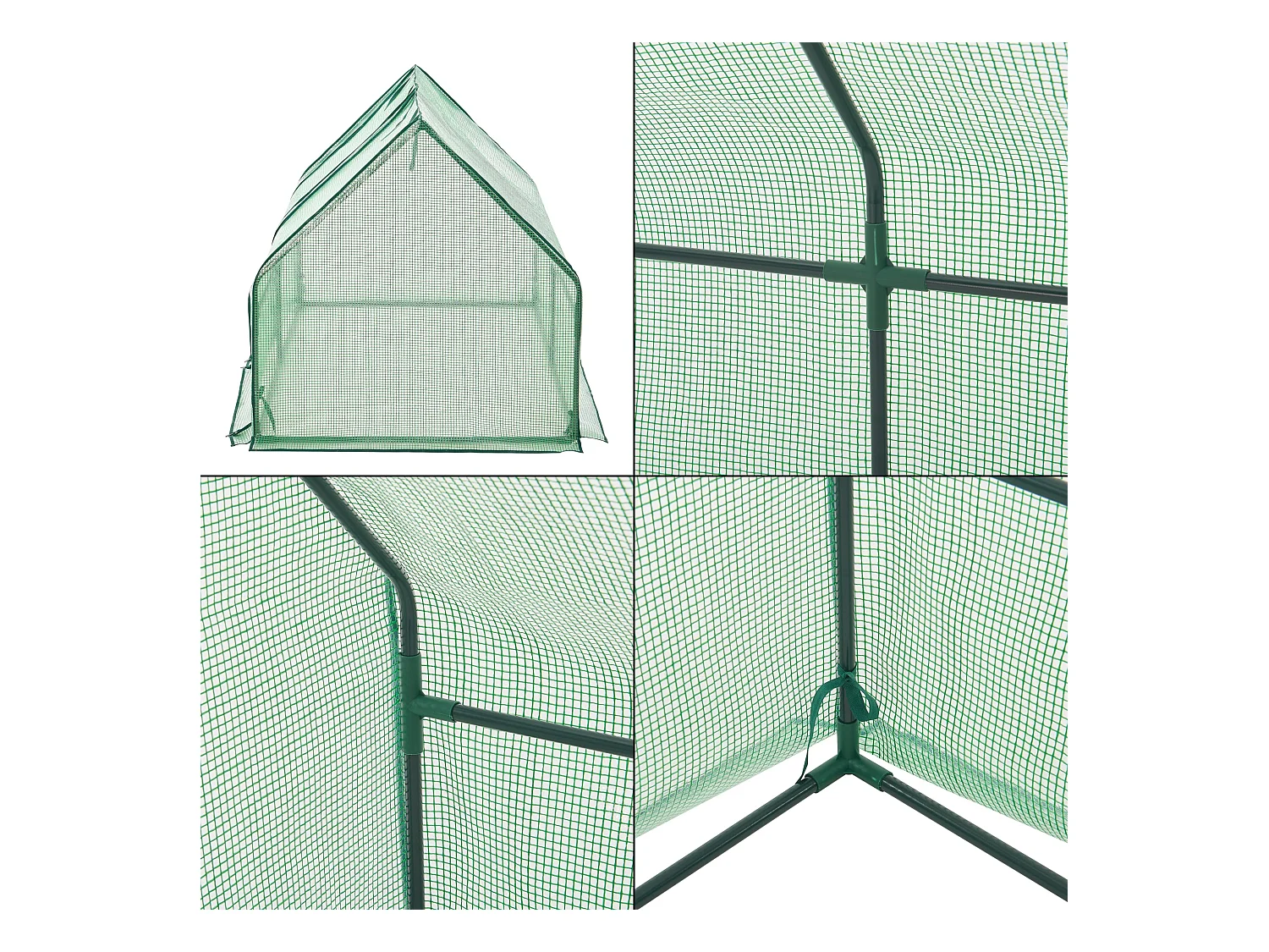 Caixilharia de jardim Nissewaard com 2 janelas em aço e polietileno 180 x 90 x 90 cm verde 03_0008269