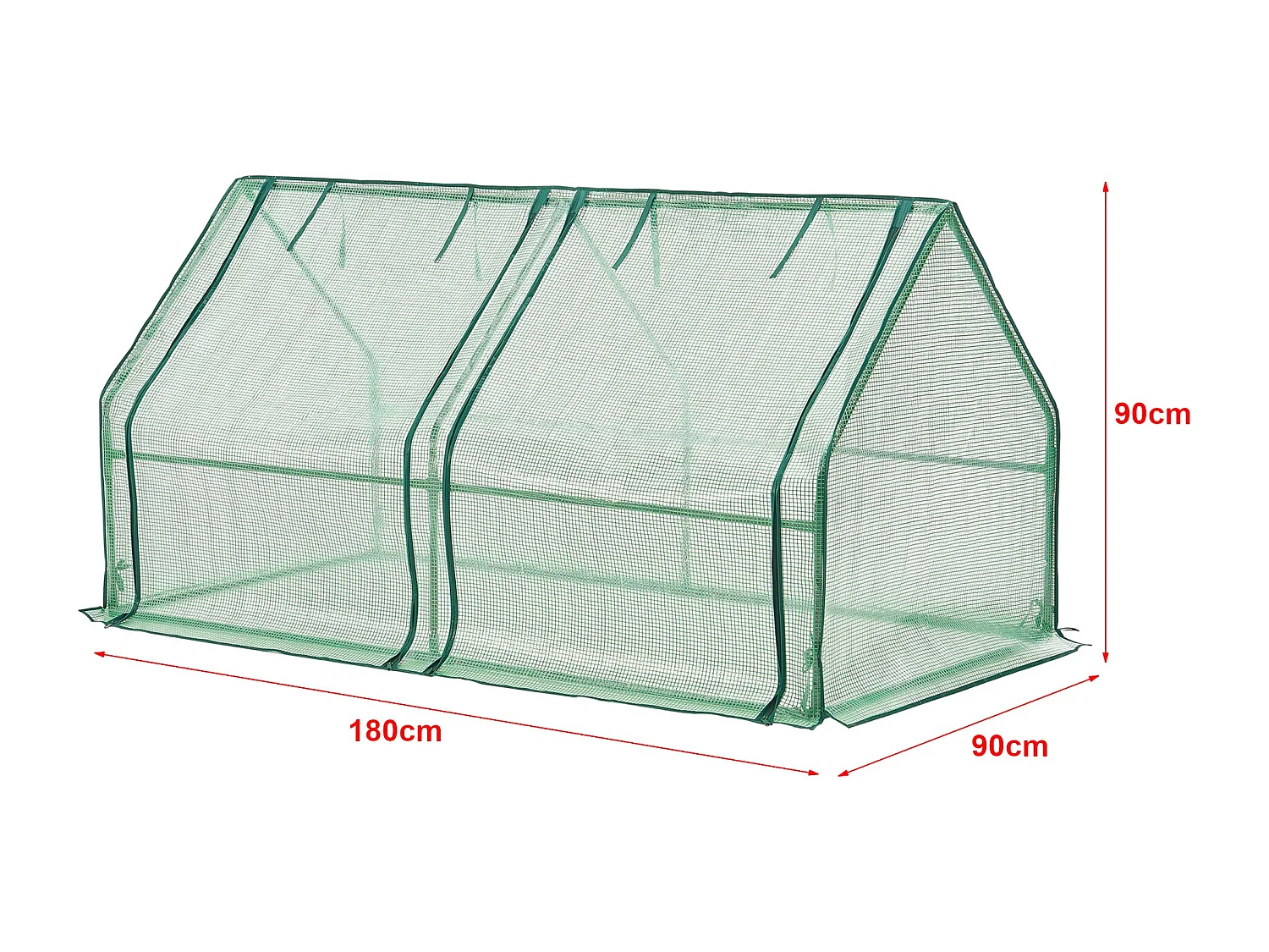 Caixilharia de jardim Nissewaard com 2 janelas em aço e polietileno 180 x 90 x 90 cm verde 03_0008269