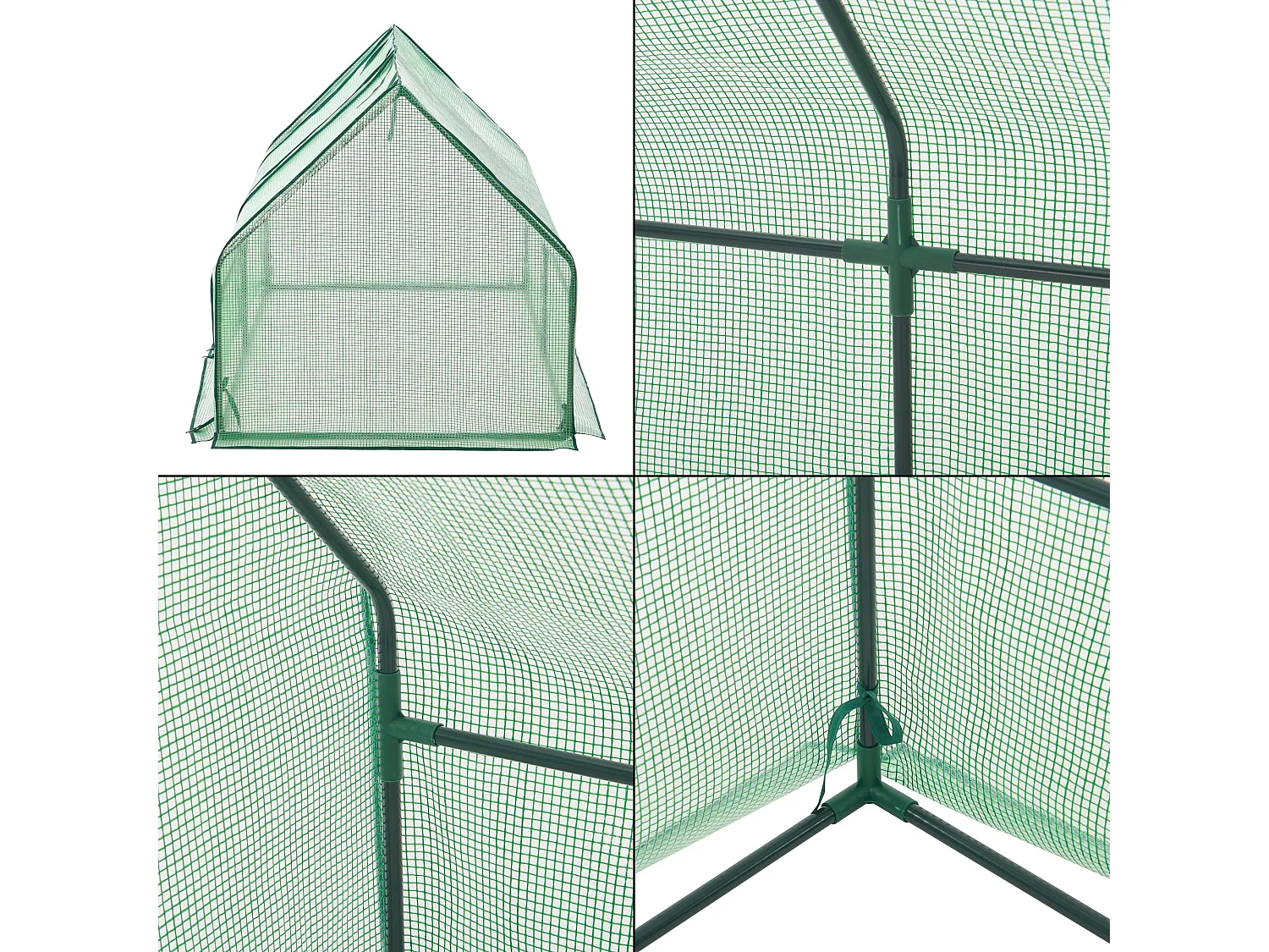 Caixilharia de jardim Nissewaard com 2 janelas em aço e polietileno 180 x 90 x 90 cm verde 03_0008269