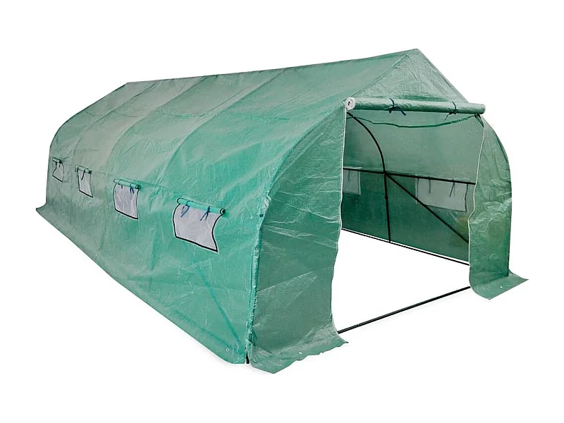Serra tenda riparo piante fiori ortaggi portatile struttura in acciaio 18 m² verde 02_0044659