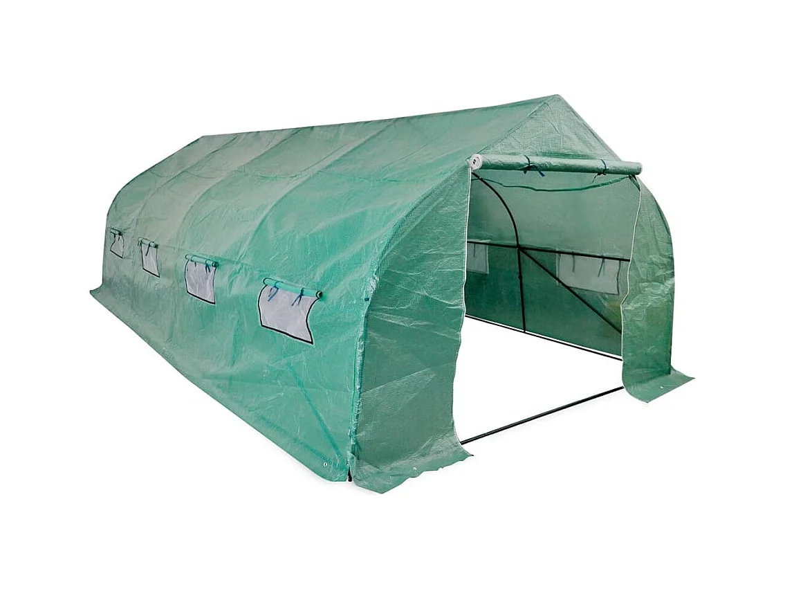 Serra tenda riparo piante fiori ortaggi portatile struttura in acciaio 18 m² verde 02_0044659
