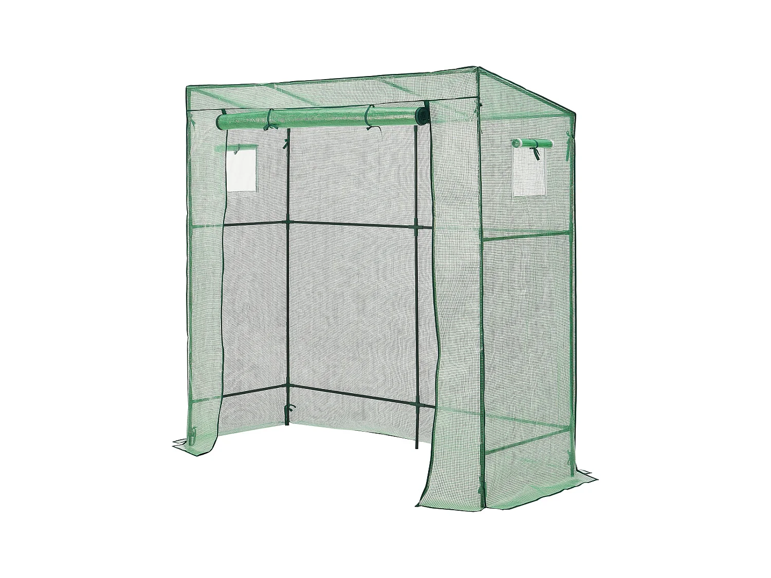 Serra per pomodori in acciaio e polietilene con porta e 2 finestre con cerniera 198 x 78 x 180 - 200 cm verde 03_0008261