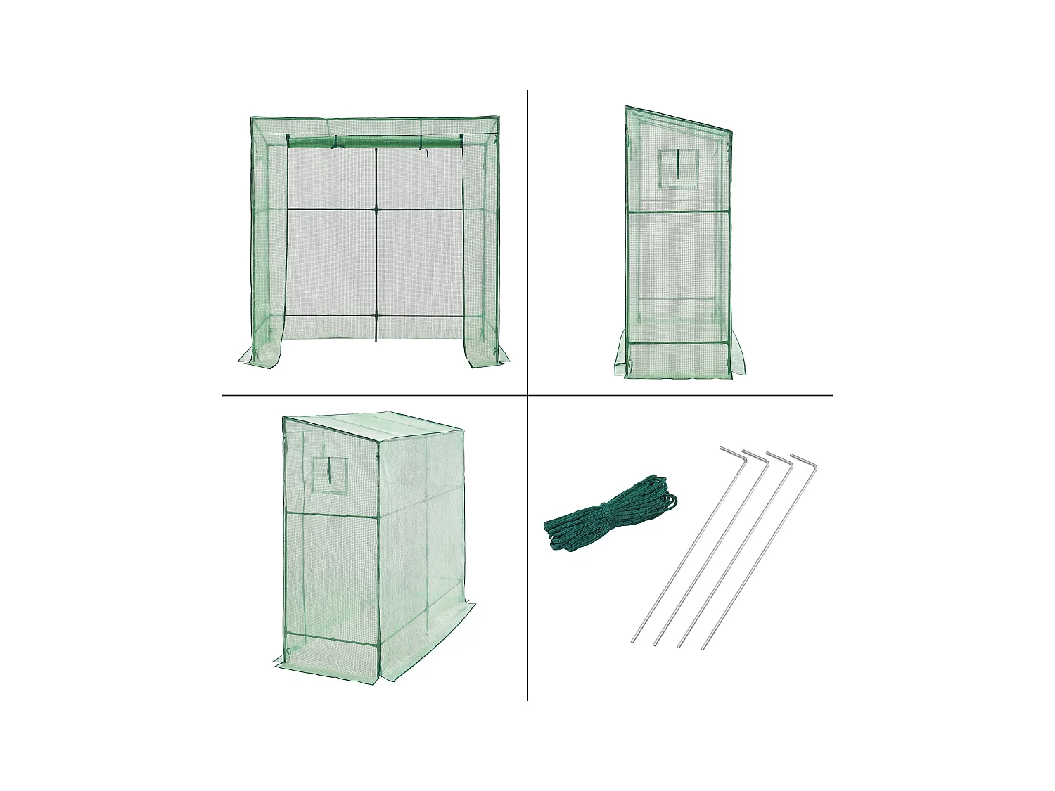 Estufa de tomate em aço e polietileno com porta e 2 janelas com zíper 198 x 78 x 180 - 200 cm verde 03_0008261