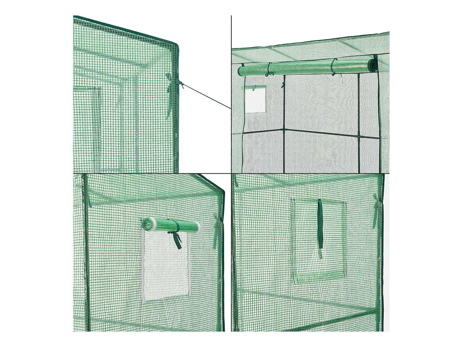 Estufa de tomate em aço e polietileno com porta e 2 janelas com zíper 198 x 78 x 180 - 200 cm verde 03_0008261