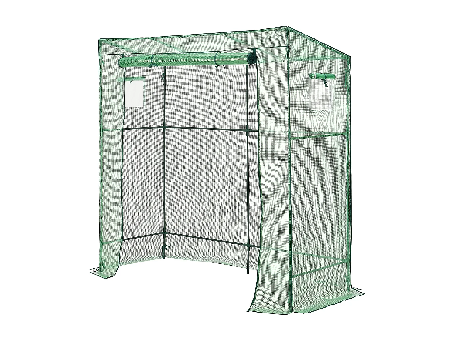 Estufa de tomate em aço e polietileno com porta e 2 janelas com zíper 198 x 78 x 180 - 200 cm verde 03_0008261