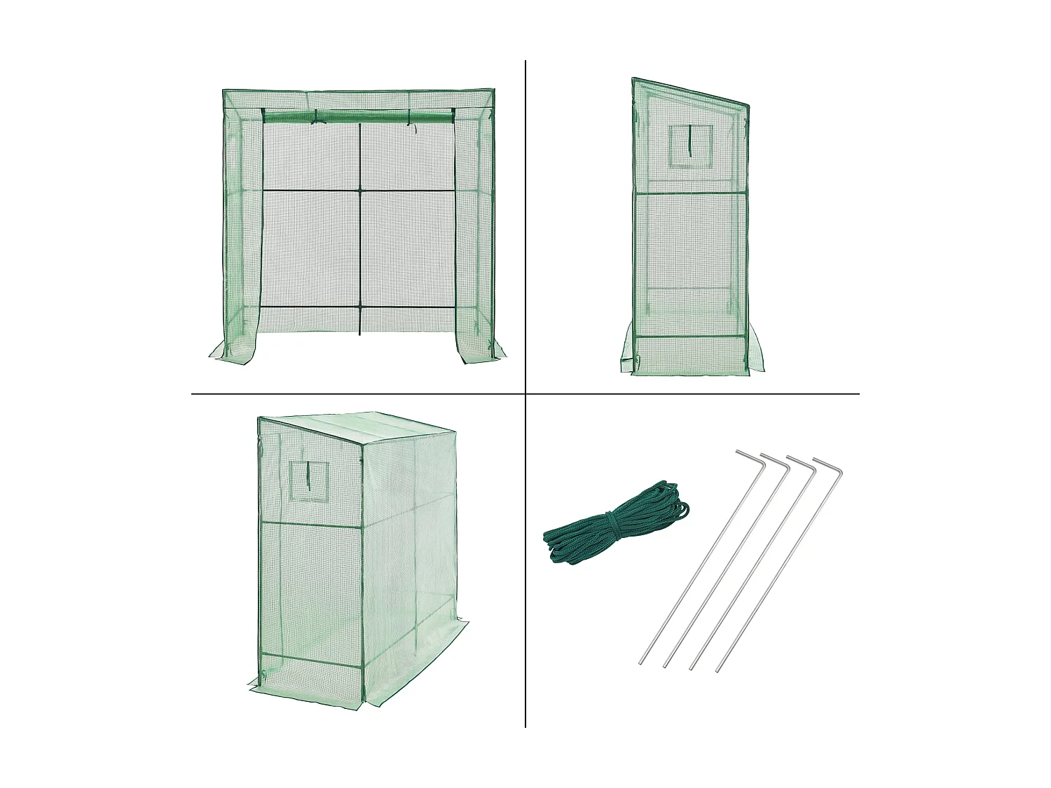 Estufa de tomate em aço e polietileno com porta e 2 janelas com zíper 198 x 78 x 180 - 200 cm verde 03_0008261