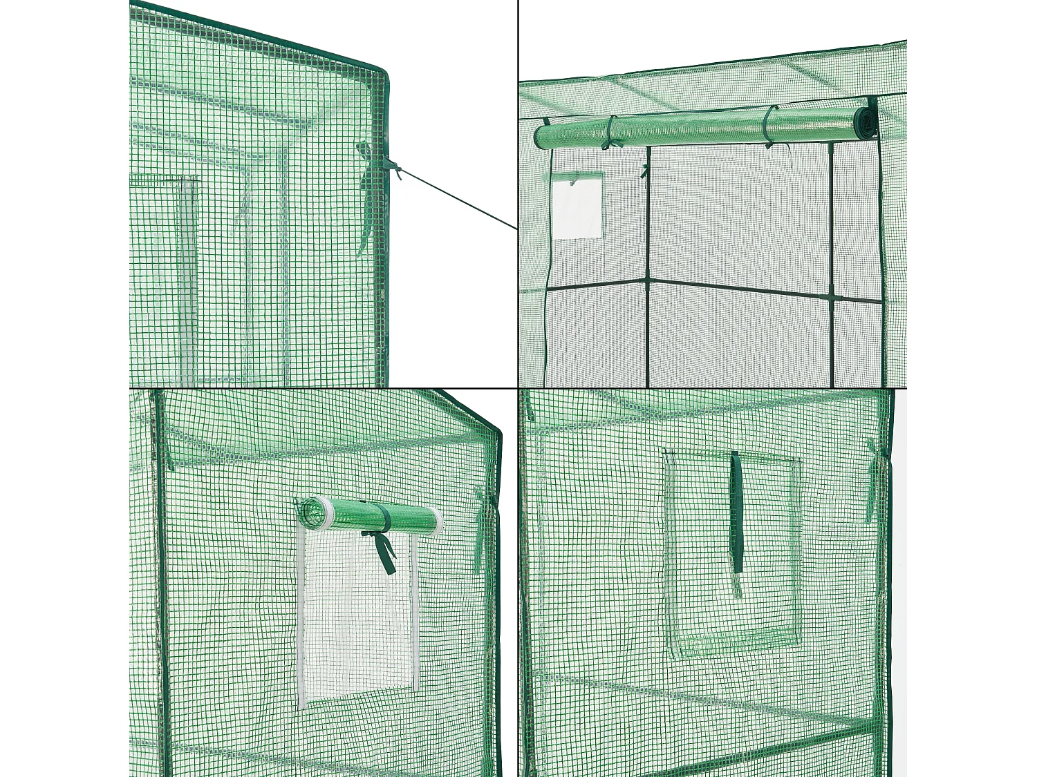 Estufa de tomate em aço e polietileno com porta e 2 janelas com zíper 198 x 78 x 180 - 200 cm verde 03_0008261