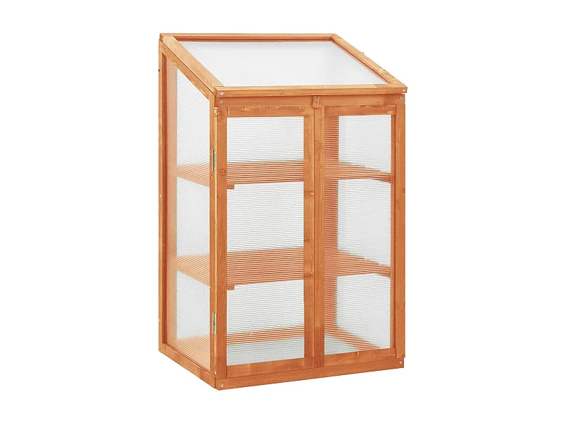 Serra tenda riparo piante fiori ortaggi 60 x 45 x 100 cm legno di abete marrone 02_0044453