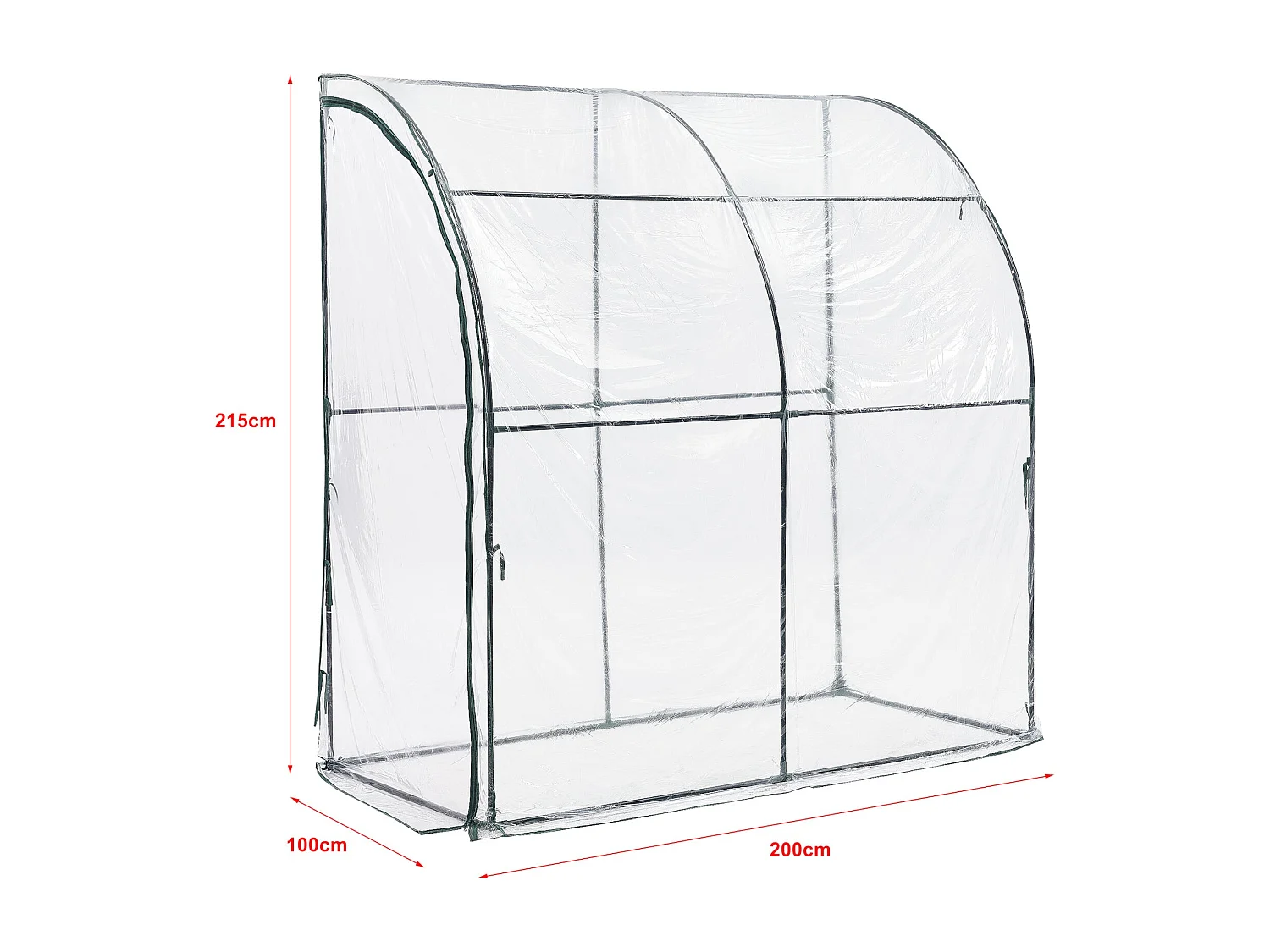 Serre de jardin adossée 100 x 200 x 215 cm 03_0008248