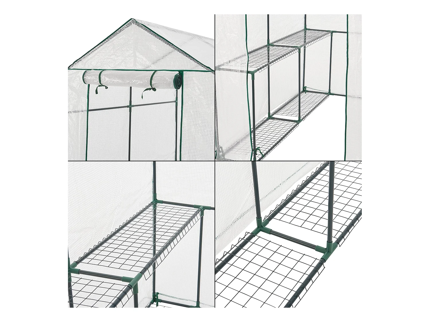 Estufa de jardim em aço e polietileno com prateleiras integradas 120 x 186 x 190 cm 03_0008255