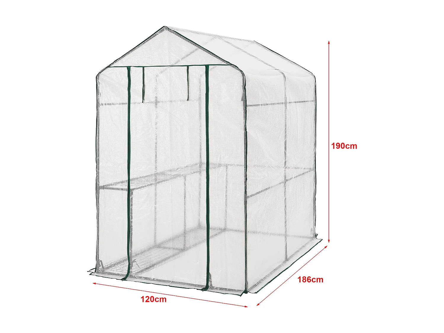 Invernadero de jardín en acero y polietileno con estantes integrados 120 x 186 x 190 cm 03_0008255