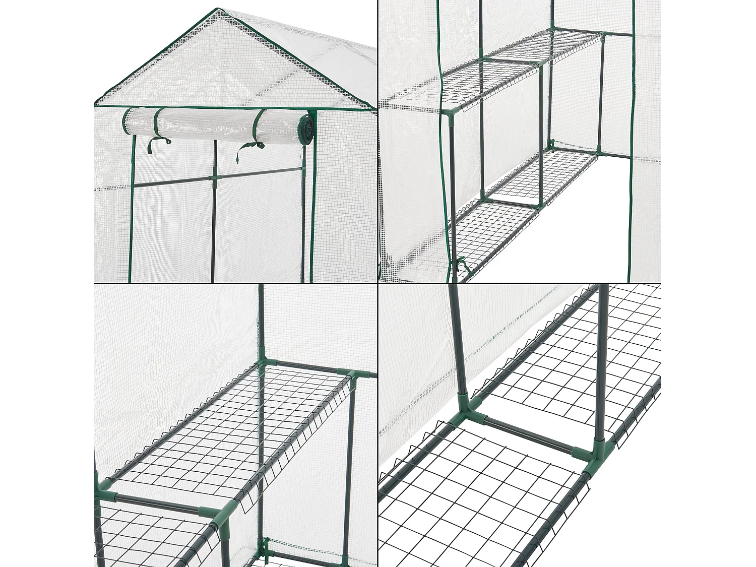 Invernadero de jardín en acero y polietileno con estantes integrados 120 x 186 x 190 cm 03_0008255