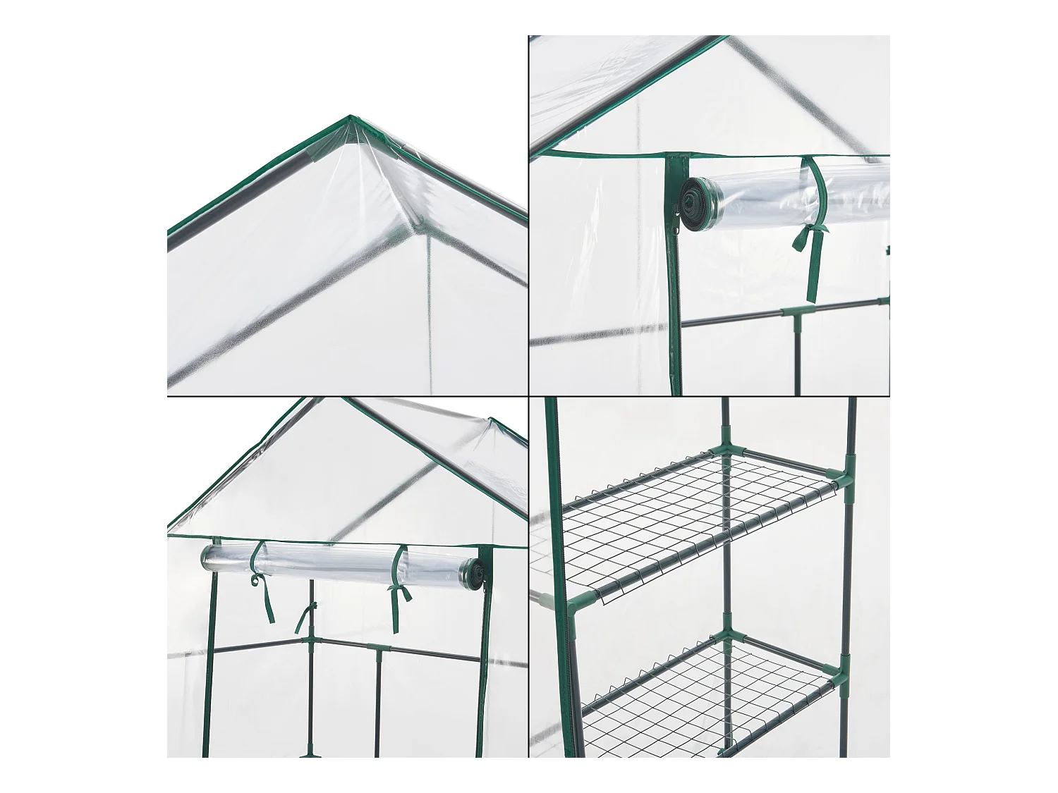 Estufa de jardim em aço e PVC com prateleiras integradas 140 x 73 x 195 cm 03_0008250