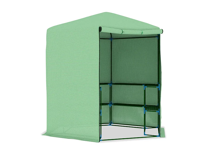 Serra tenda riparo piante fiori ortaggi con ripiani in acciaio 227 x 223 cm verde 02_0044649