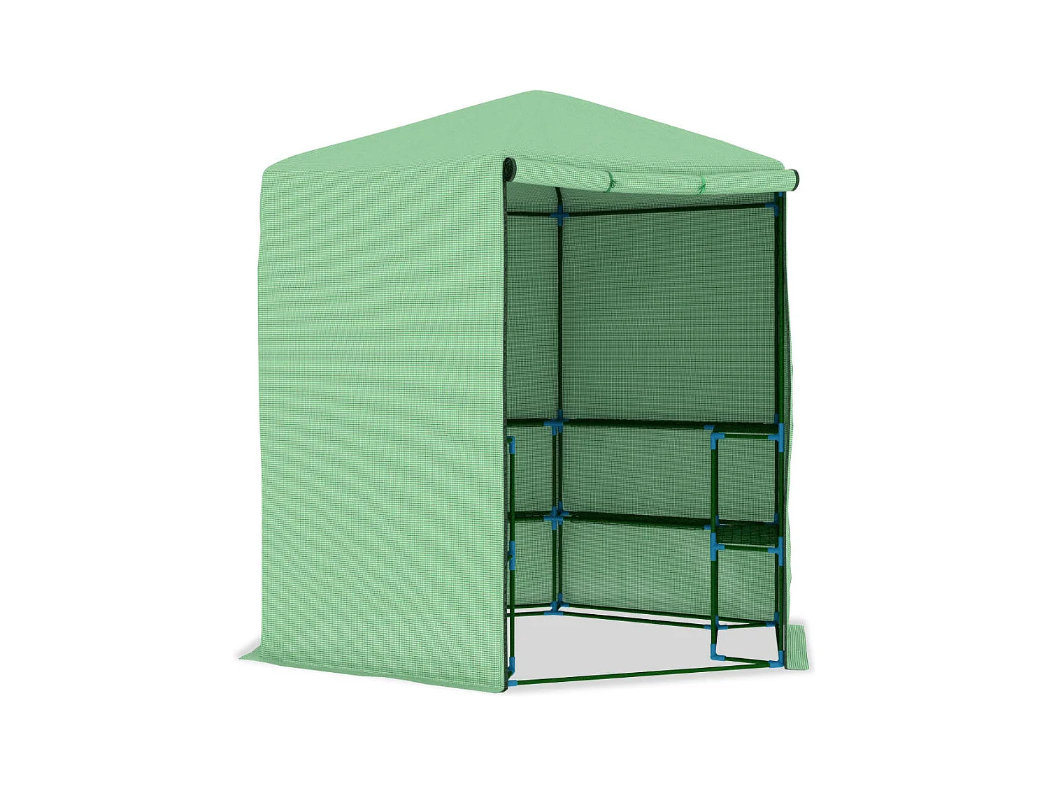 Serra tenda riparo piante fiori ortaggi con ripiani in acciaio 227 x 223 cm verde 02_0044649