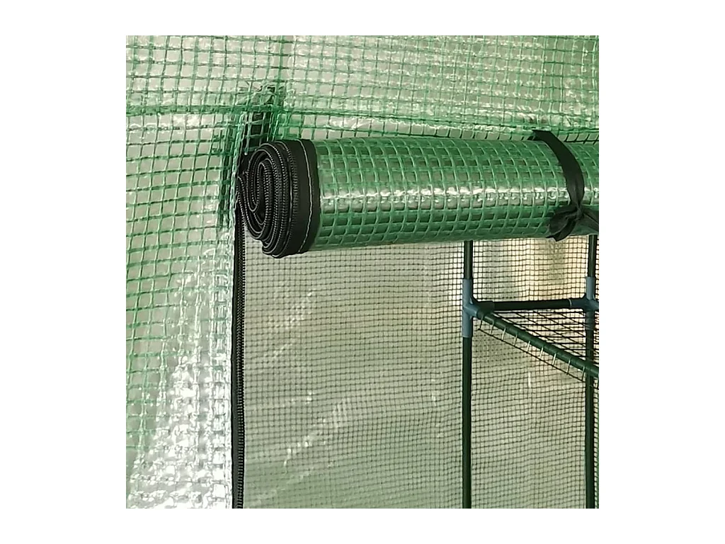 Tenda de estufa abrigo para plantas flores vegetais com prateleiras de aço 227 x 223 cm verde 02_0044649