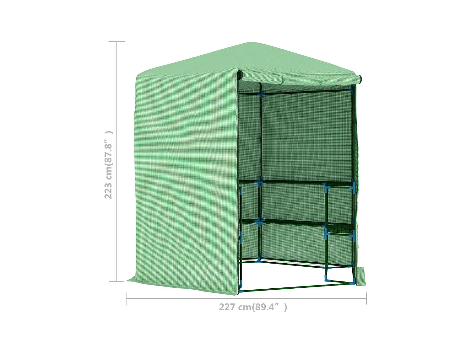 Tenda de estufa abrigo para plantas flores vegetais com prateleiras de aço 227 x 223 cm verde 02_0044649