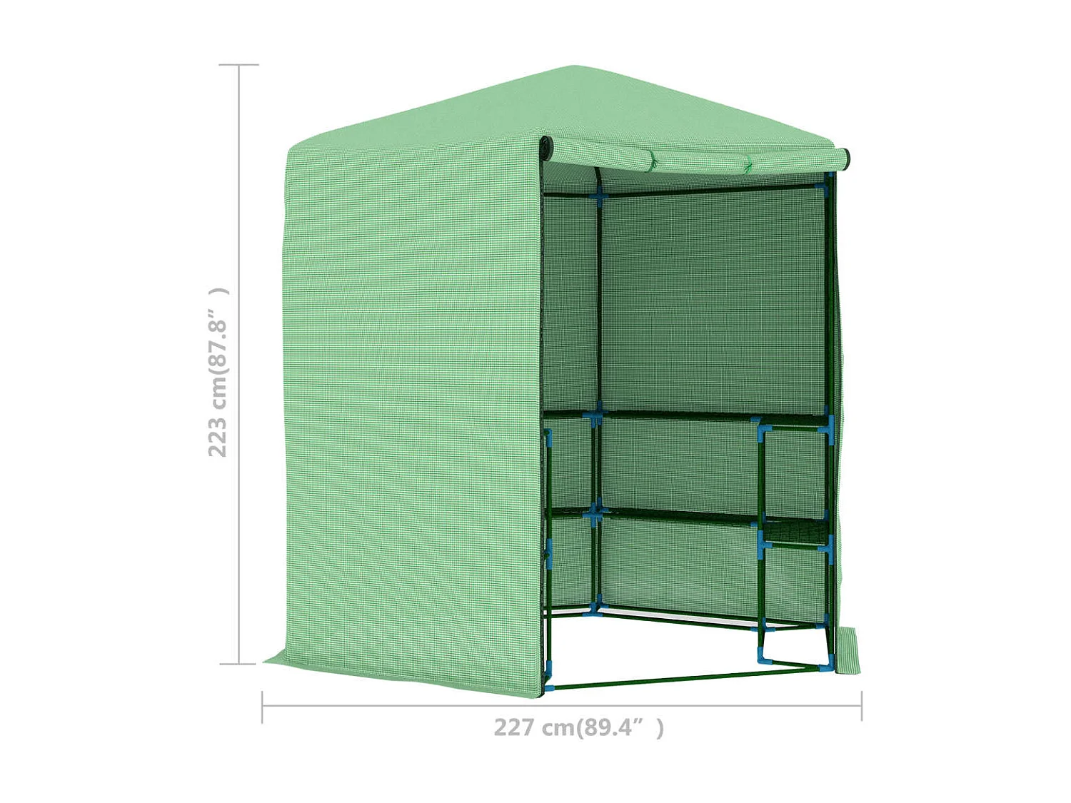Tenda de estufa abrigo para plantas flores vegetais com prateleiras de aço 227 x 223 cm verde 02_0044649