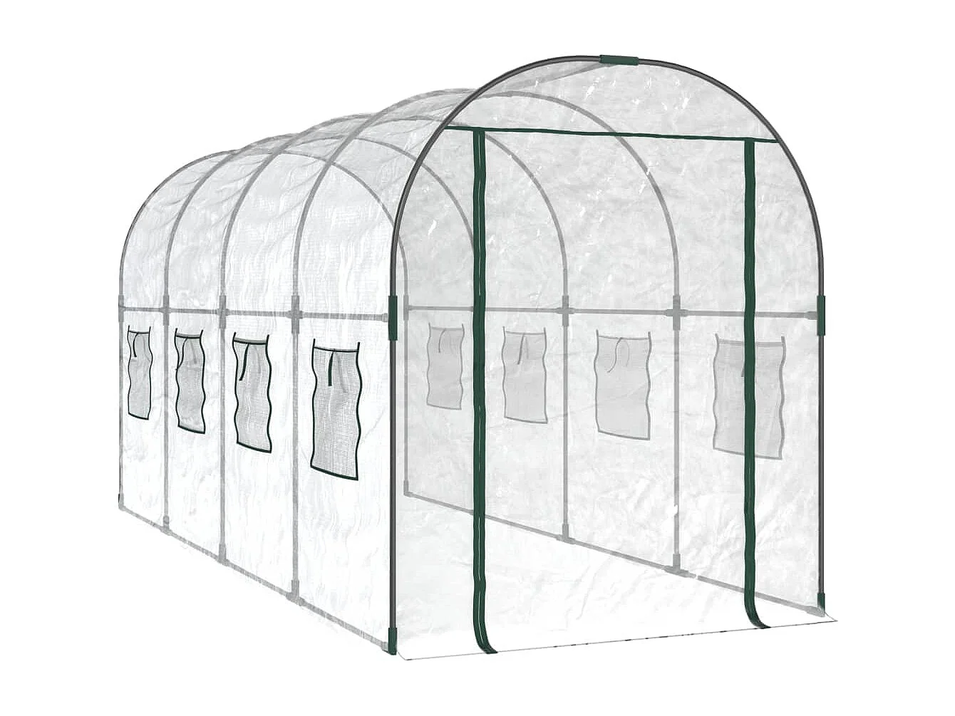 Tenda de estufa abrigo planta flor hortaliças Transparente 160 x 400 x 190 cm PVC e aço com revestimento em pó Transparente 02_0044664