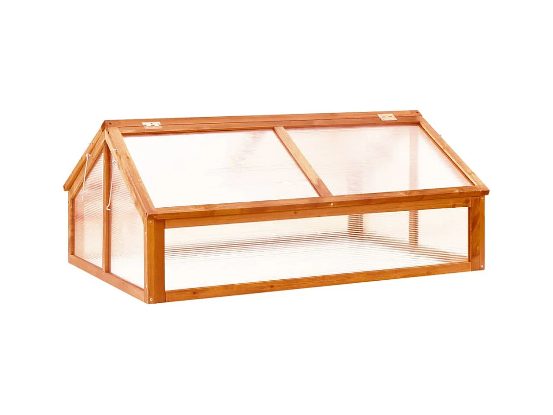 Serra tenda riparo piante fiori ortaggi 114 x 80 x 50 cm legno di abete marrone 02_0044439