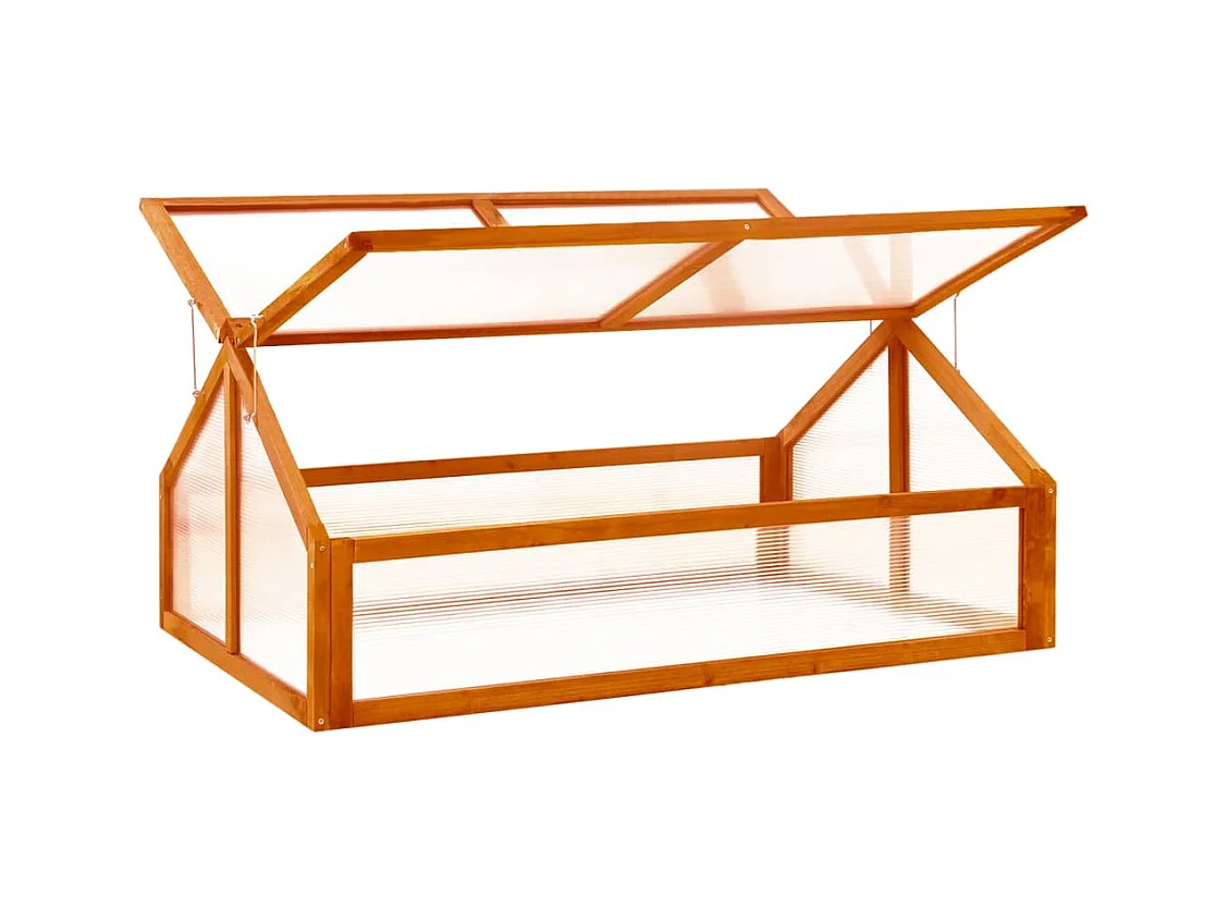 Serra tenda riparo piante fiori ortaggi 114 x 80 x 50 cm legno di abete marrone 02_0044439