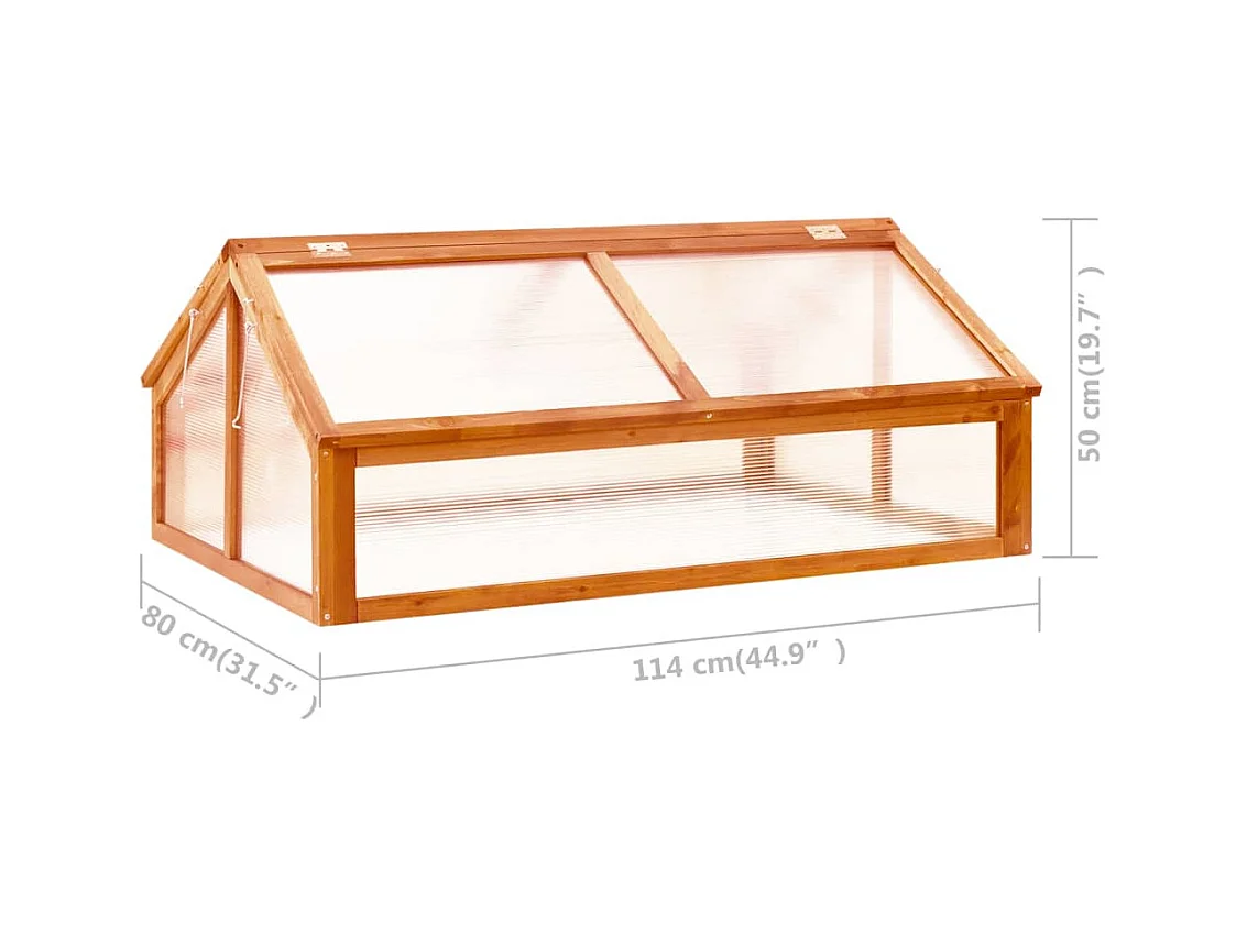 Serra tenda riparo piante fiori ortaggi 114 x 80 x 50 cm legno di abete marrone 02_0044439