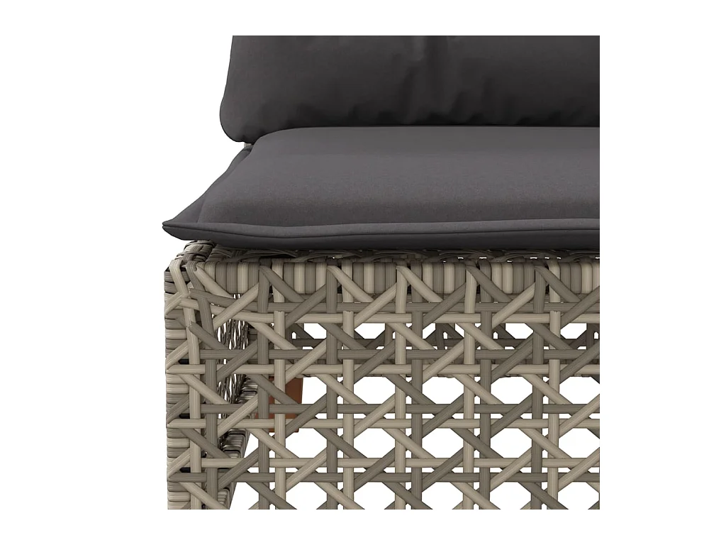 Salon de jardin 9 pcs avec coussins gris résine tressée