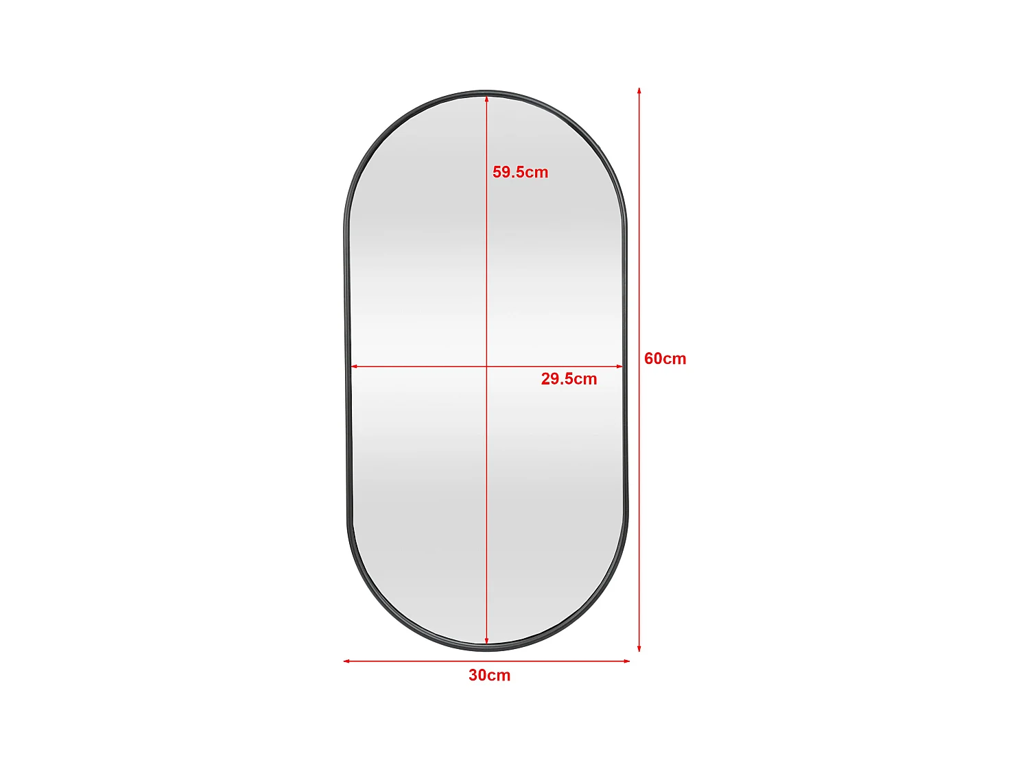 Specchio da parete ovale 30 x 60 cm nero opaco 03_0007952